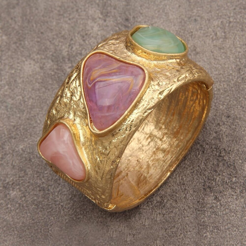 Gold Silver Beaded Stackable Boho Cuff Bracelet F… - image 3